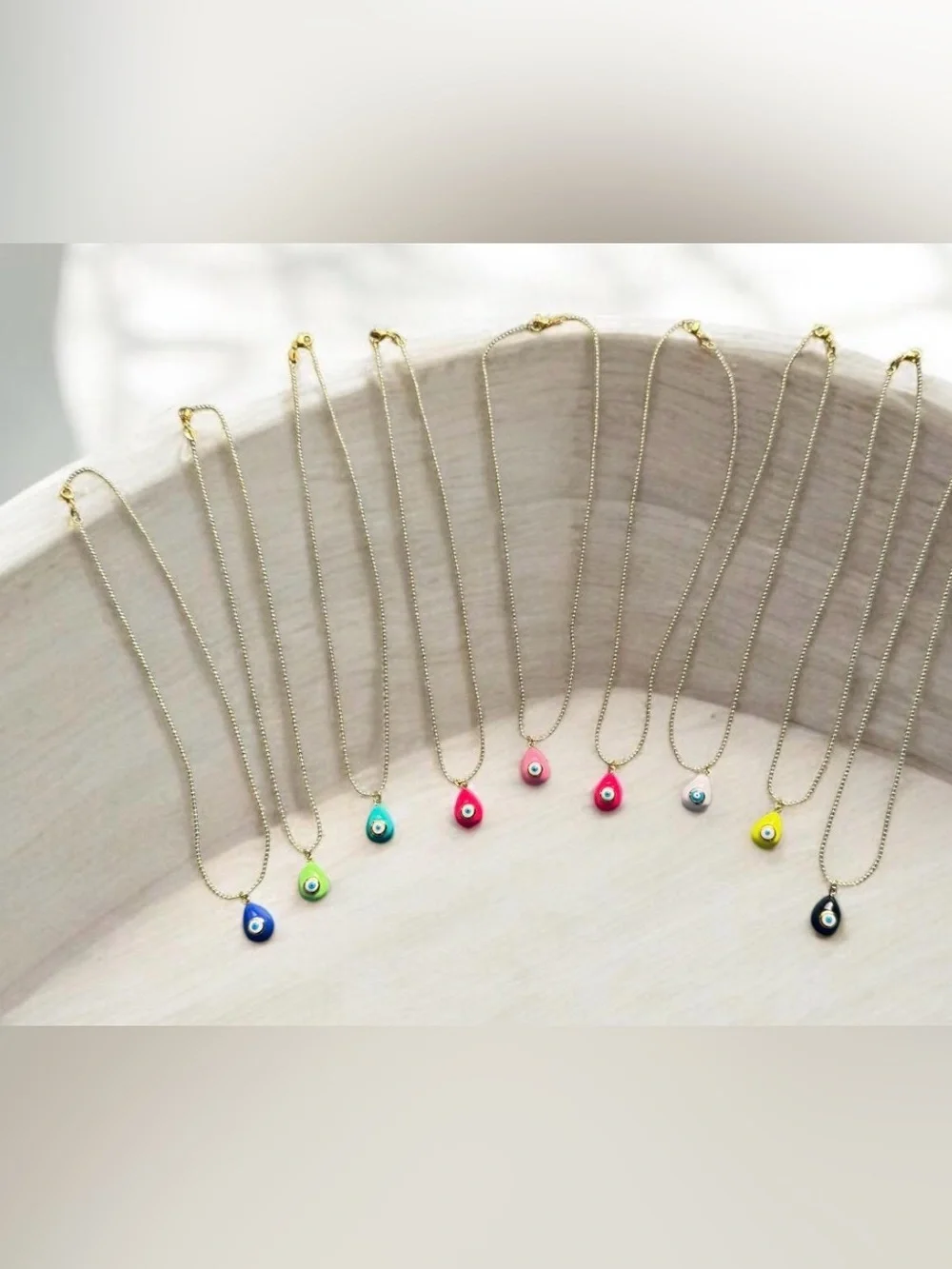 Pastel Pink Evil Eye Necklace 16 inches  .925 sterling silver gold plated